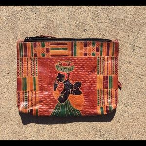 Leather African Print Wristlet